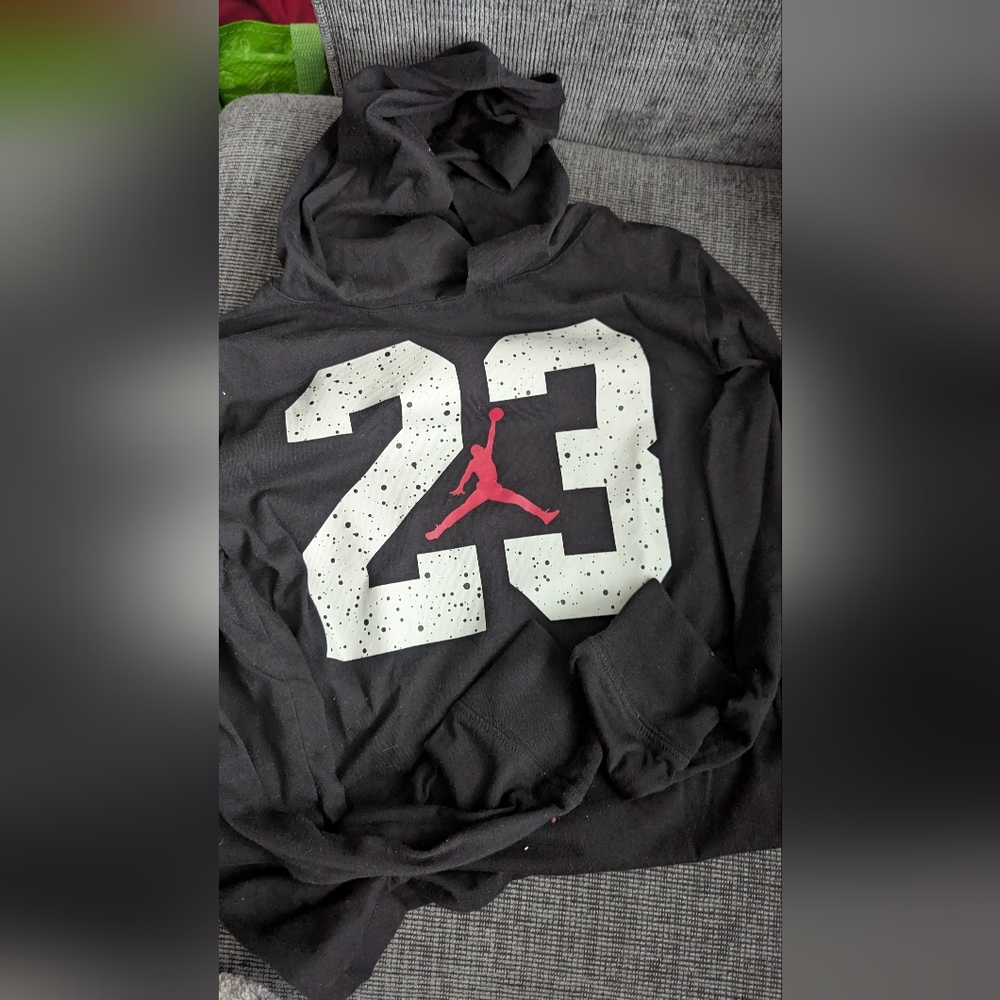 Michael Jordan 23 Black Hooded Long Sleeve T-Shirt